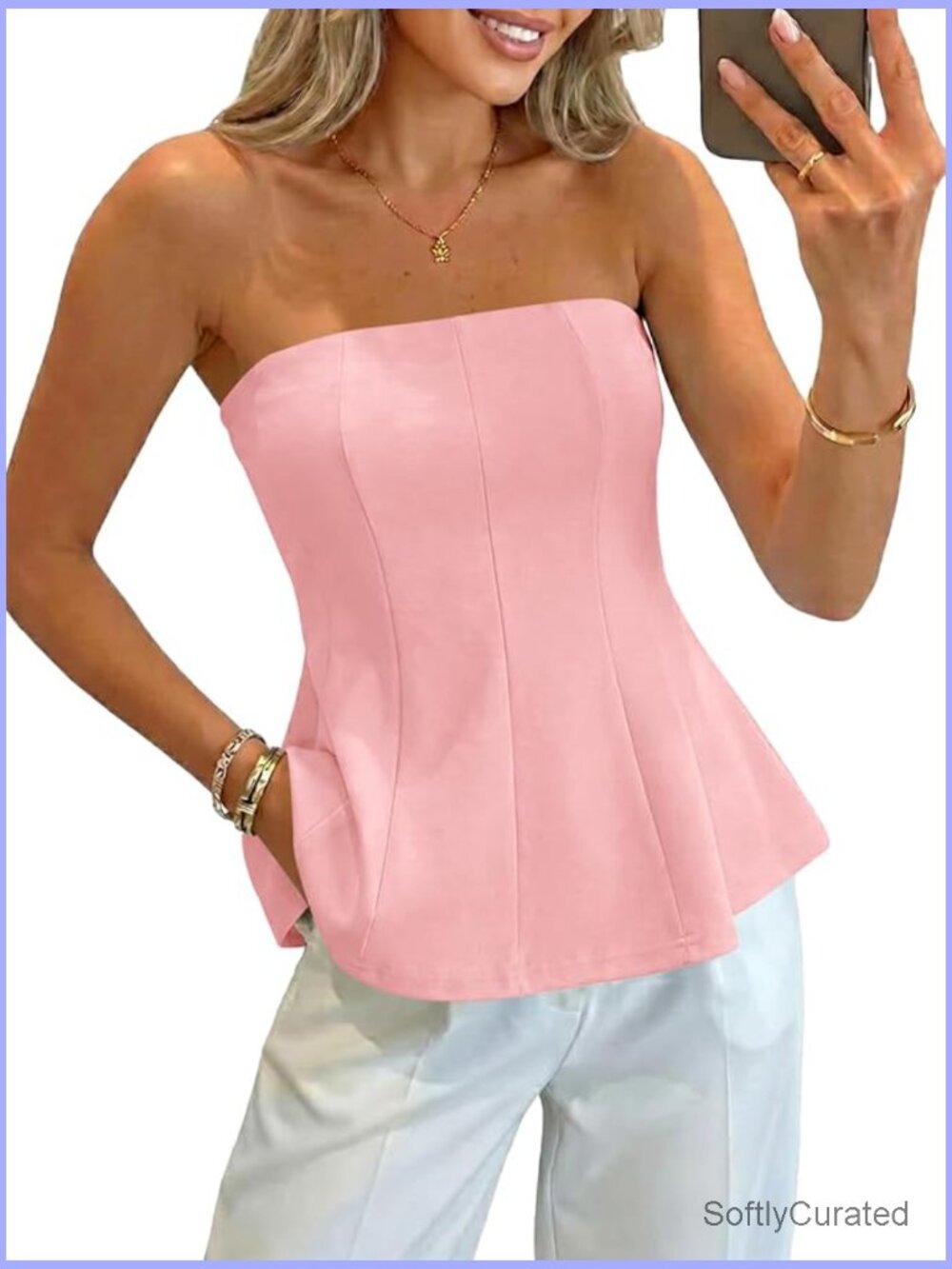 Peplum Tube Top Ruffle Summer Bandeau Tank Strapless Going Out Flowy Top